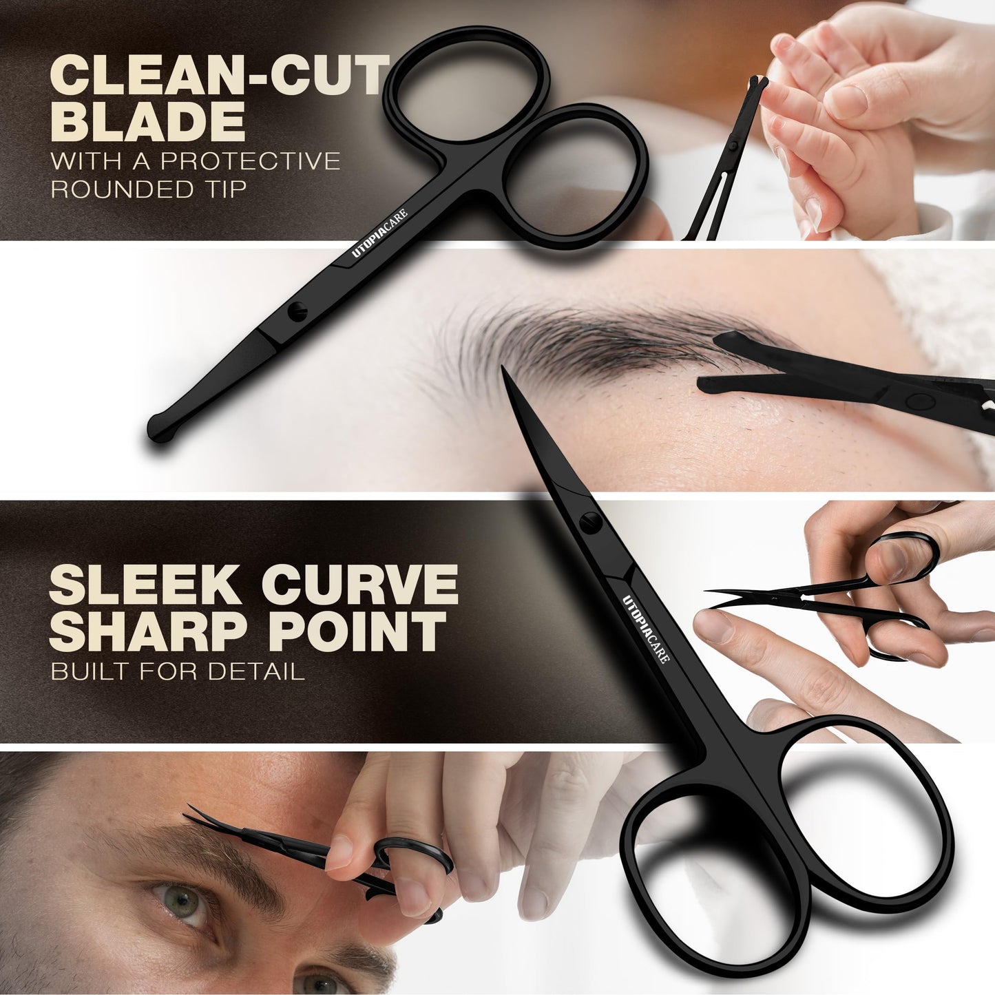 Utopia Care Eyebrow Scissors, Professional Stainless Steel Small Shears for Men and Women, Nose Hair Scissors for Grooming Mustache, Beard, Eyelashes Beauty and Personal Care Utopia Care