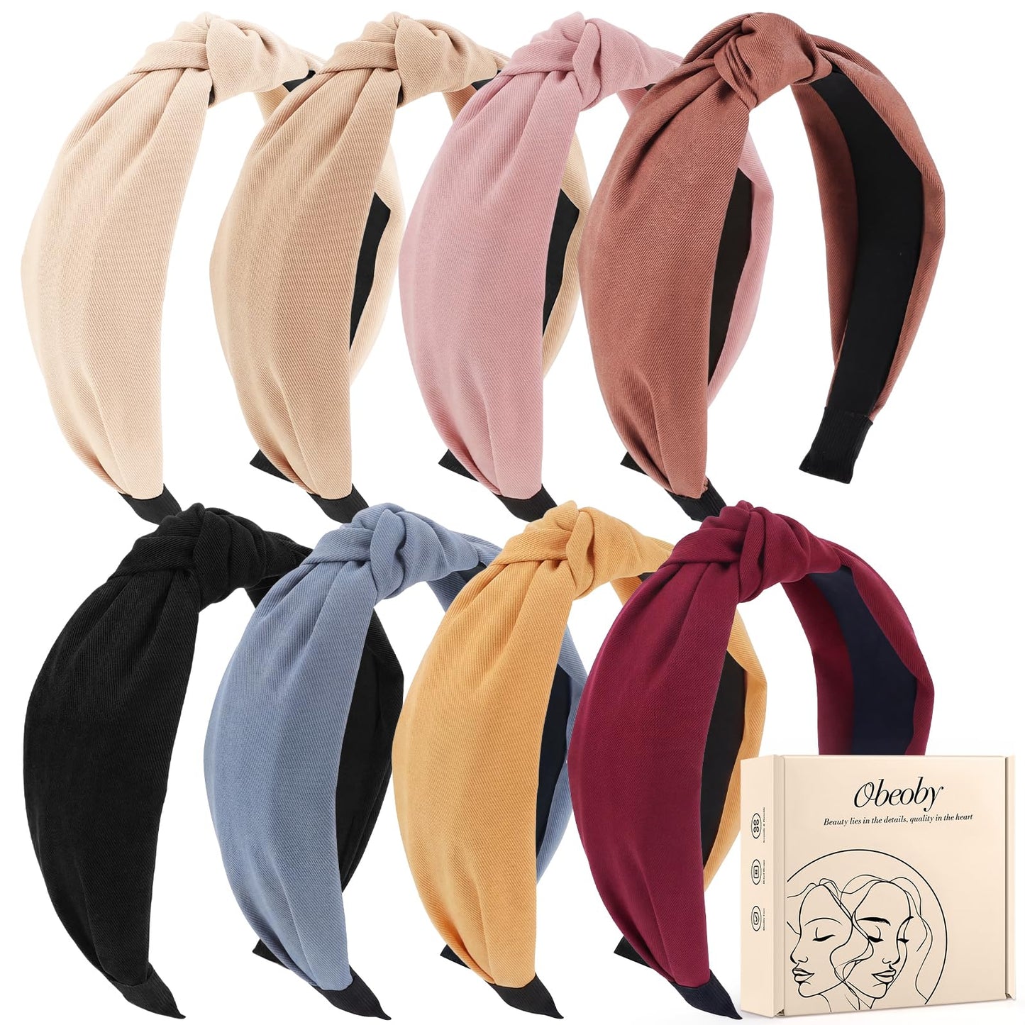 obeoby 8 Pack Knotted Headbands, Teacher Headbands for Women Beauty and Personal Care obeoby Default Title
