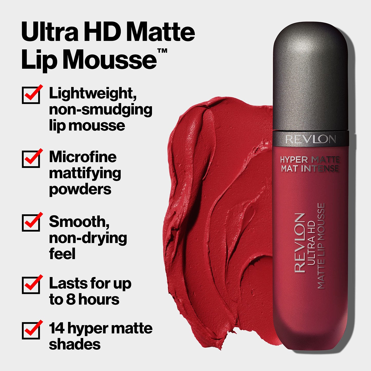 Revlon Ultra HD Lip Mousse Hyper Matte, Longwearing Creamy Liquid Lipstick in Blue, Blue Oasis (835), 0.2 oz