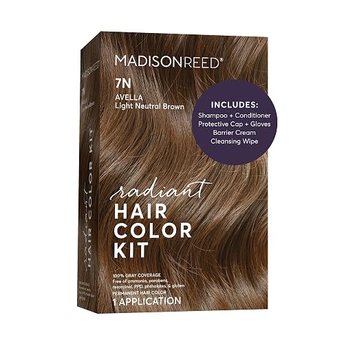 Madison Reed Radiant Hair Color Kit - 7N Light Neutral Brown (Avella Light Brown), Salon-Quality Permanent Hair Dye, Superior Gray Coverage