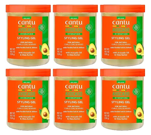 Cantu Avocado Hydrating Styling Gel 18.5 Ounce Jar (Pack of 6)