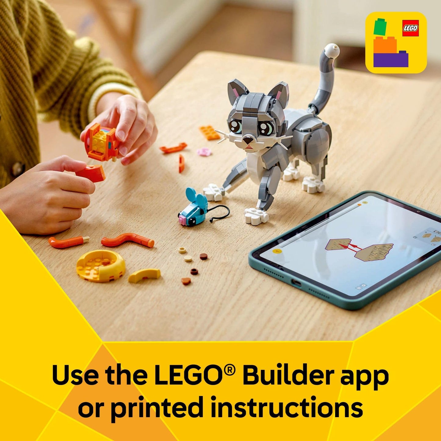 LEGO Creator 3 in 1 Playful Cat 31163, Build Cat, Dog or Pigeon Animal Figures, Creative Building Toy & Birthday Gift for Kids Ages 8+