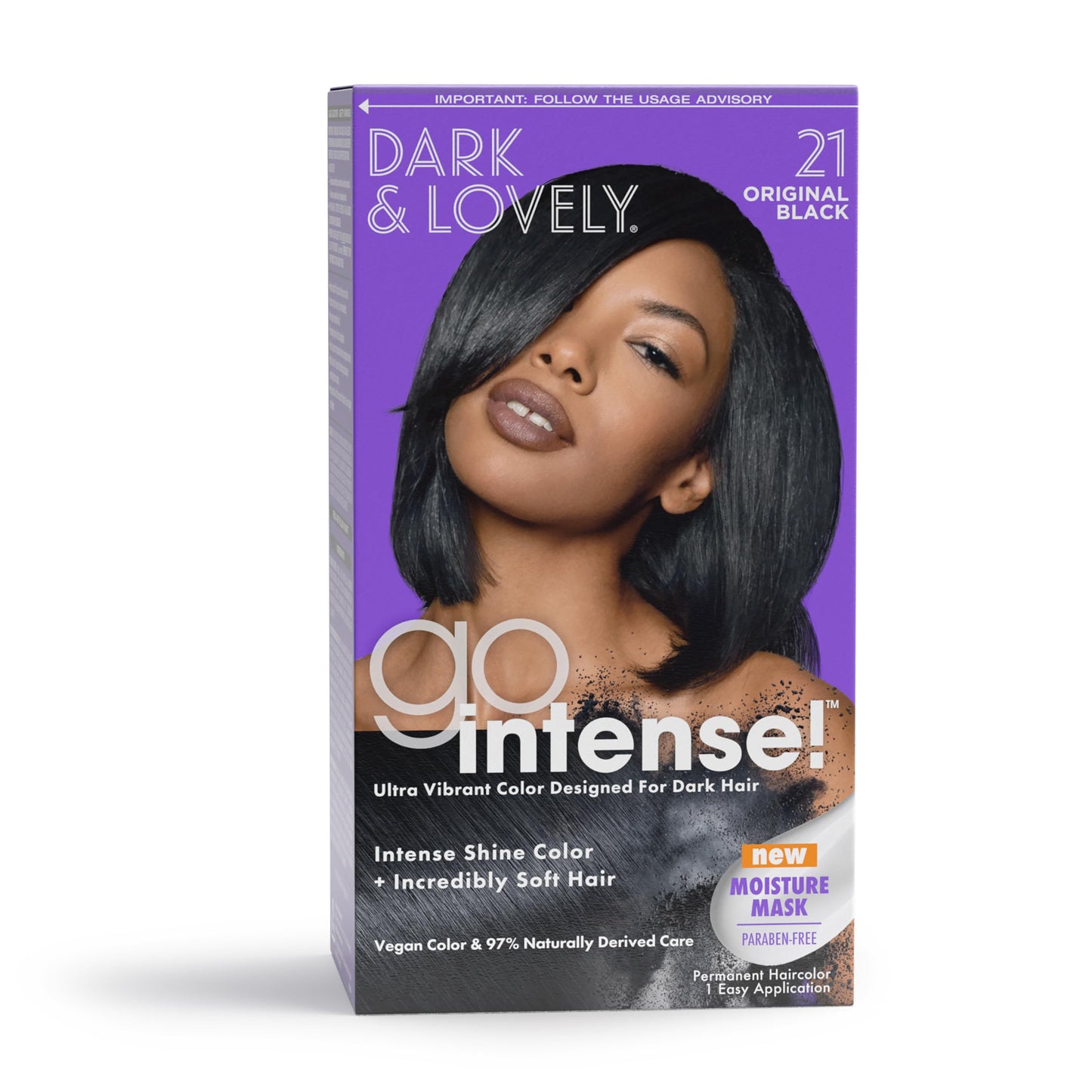 SoftSheen-Carson Dark and Lovely Ultra Vibrant Permanent Hair Color Go Intense Hair Dye with Olive Oil for Shine and Softness, Original Black