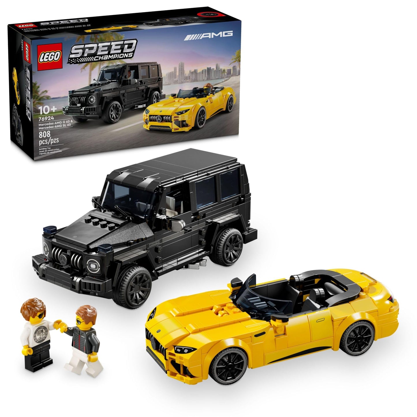 LEGO Speed Champions Mercedes-AMG G 63 & SL 63 F1 Toy Cars, 2 Building Sets with Driver Minifigures, Gift for Kids Ages 9+, 76924