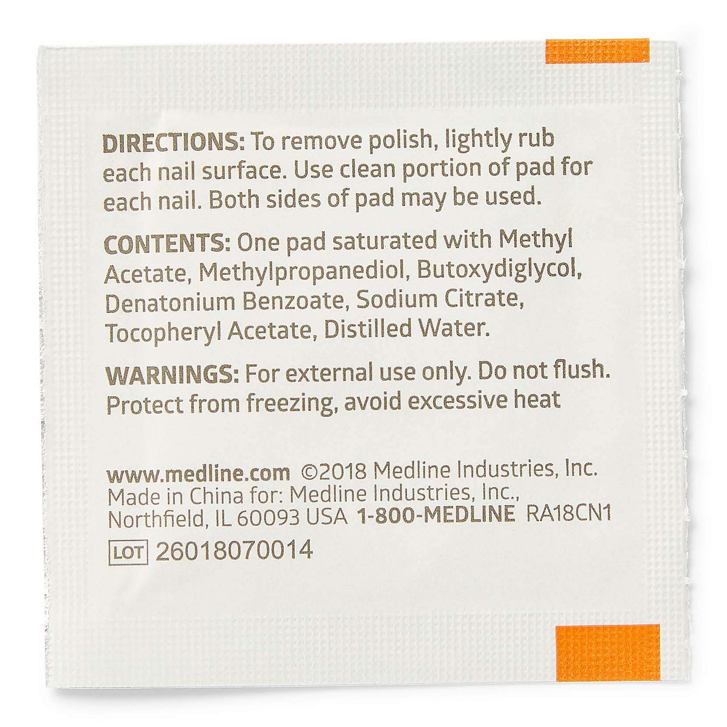 Medline Pad, Remover, Nail Polish (Pack of 100)