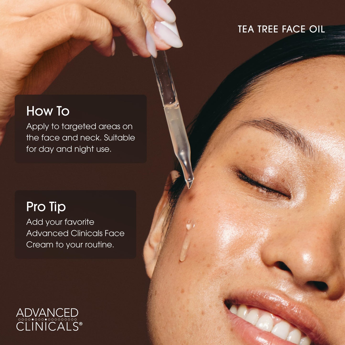 Advanced Clinicals Tea Tree Oil For Skin Facial Serum | Tea Tree Serum For Face With Vitamin E + Botanicals To Help Improve Appearance Of Large Pores