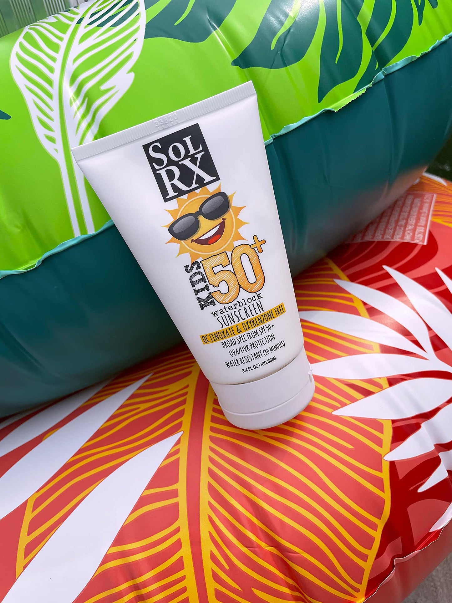 SolRX KID's SPORT Sunscreen SPF 50+ Oxybenzone Free Sunscreen, Reef Safe Sunscreen for Face and Body, Won't Run Into Eyes