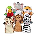 Melissa & Doug Safari Buddies Hand Puppets, Set of 6 (Elephant, Tiger, Parrot, Giraffe, Monkey, Zebra) Soft, Plush Animal Hand Puppets For Toddlers…