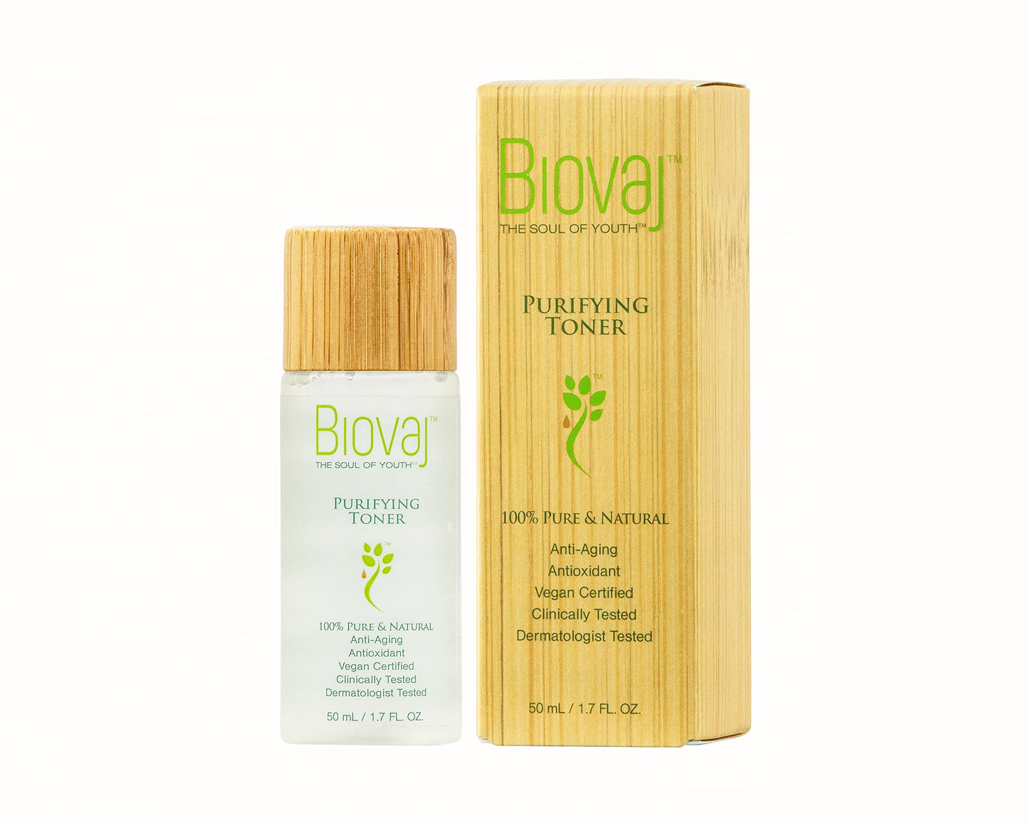 Biovaj Purifying Toner-100% Natural Clean Facial Toner for The Skin pH Balance & Pores, Soothes, Tones, Anti-Aging, Botanical, Vegan Certified