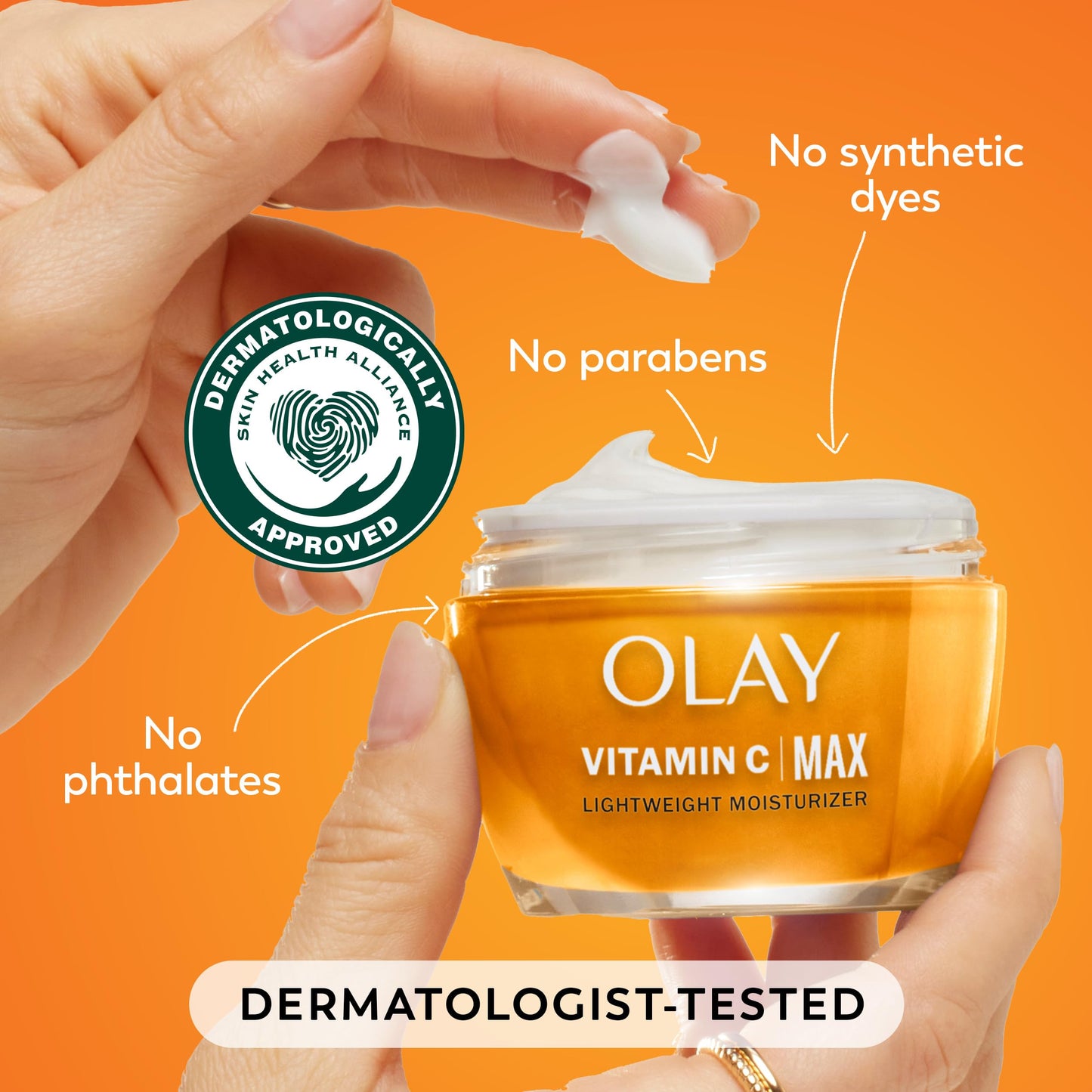 Olay Vitamin C MAX Face Moisturizer, Brightening Cream for Women, Hydrating, Evens Tone, Dark Spot & Hyperpigmentation Reduction, Glowing Skin Care