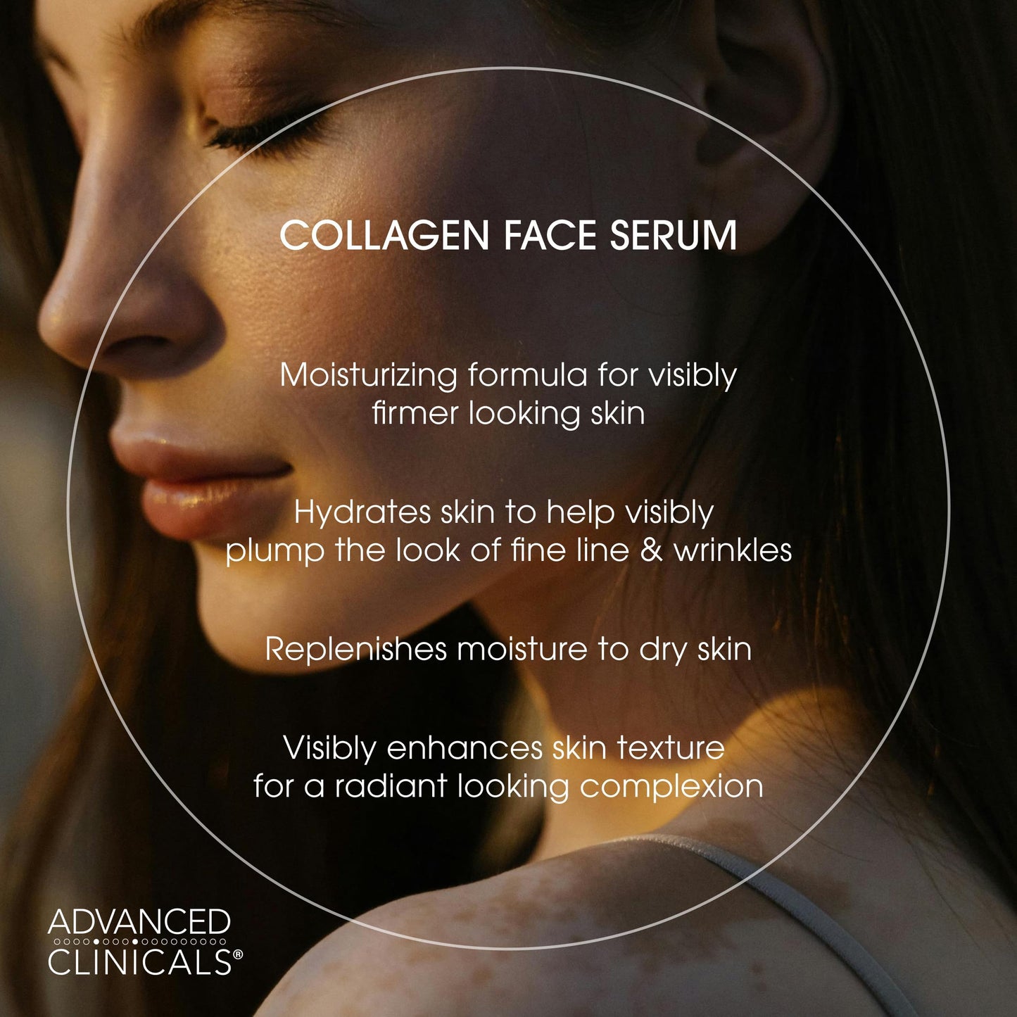 Advanced Clinicals Collagen Serum For Face | Visible Anti Aging Collagen Peptide Serum + Hyaluronic Acid Moisturizer Improves Look Of Wrinkles, Dry