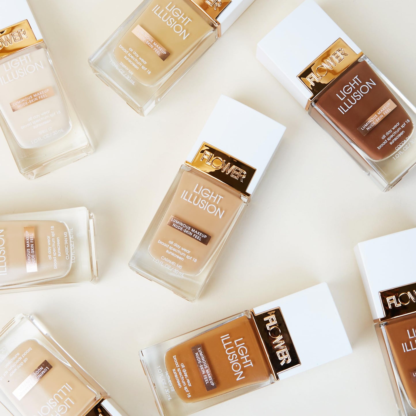 FLOWER BEAUTY By Drew Barrymore Light Illusion SPF Foundation - Blendable + Buildable - Natural Finish - Lightweight Formula (Porcelain)