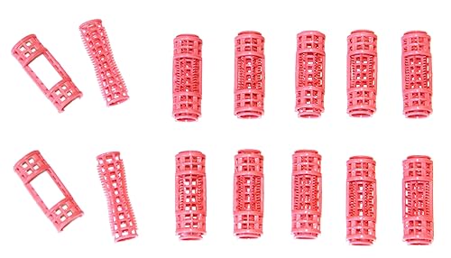 12pc Small Mini Tiny Snap On (Clip-On) Hair Rollers PINK