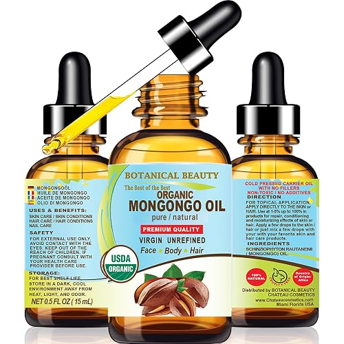 Botanical Beauty Organic MONGONGO OIL Manketti Seed Oil 100% Pure Natural Virgin Unrefined Cold-Pressed Carrier Oil for Face Skin Body Hair Lip Nails