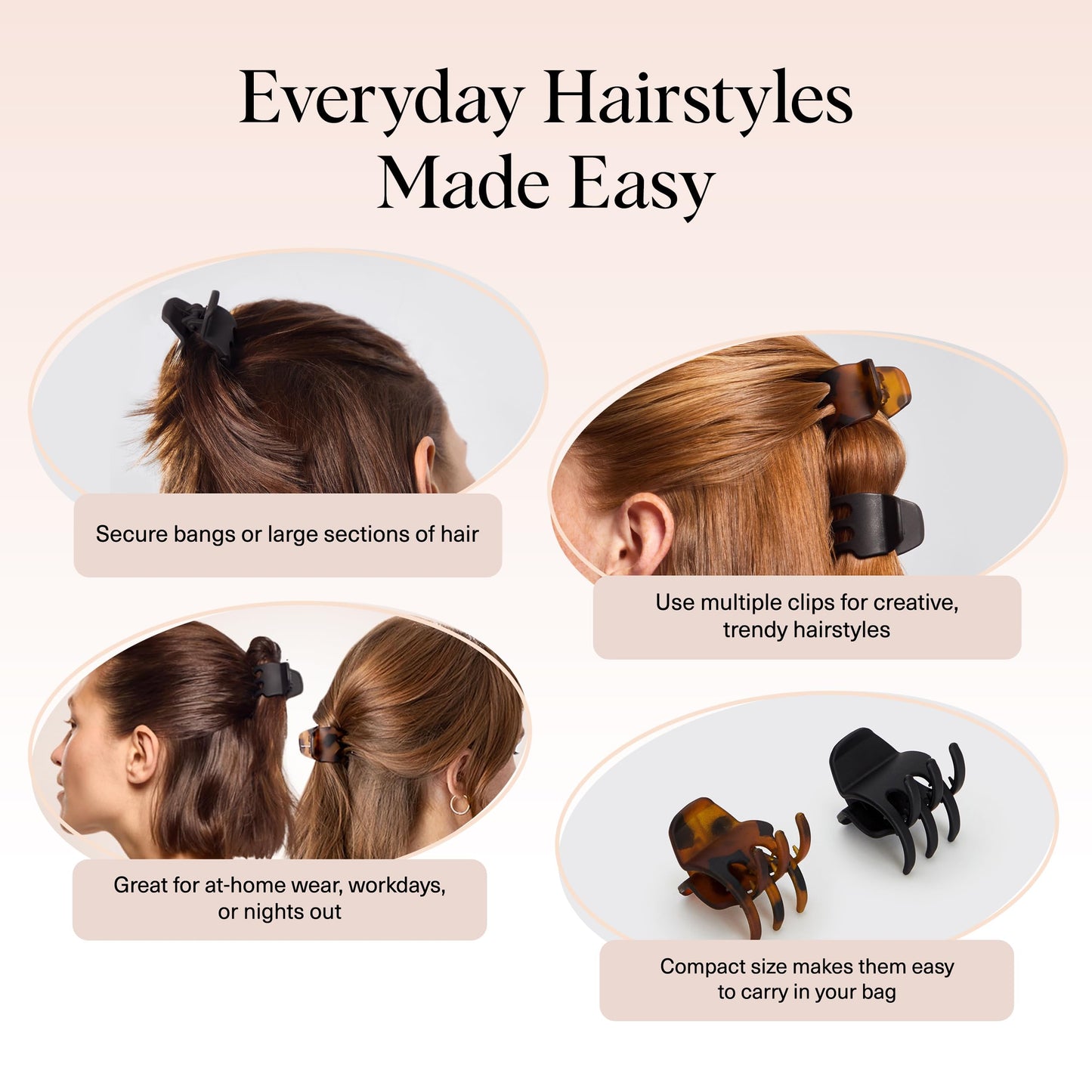 Kitsch Eco-Friendly Medium Claw Clips - Cute & Stylish Short Hair Accessories for Women, Girls | Ideal Size for Any Hairstyles | Ideal Gifts