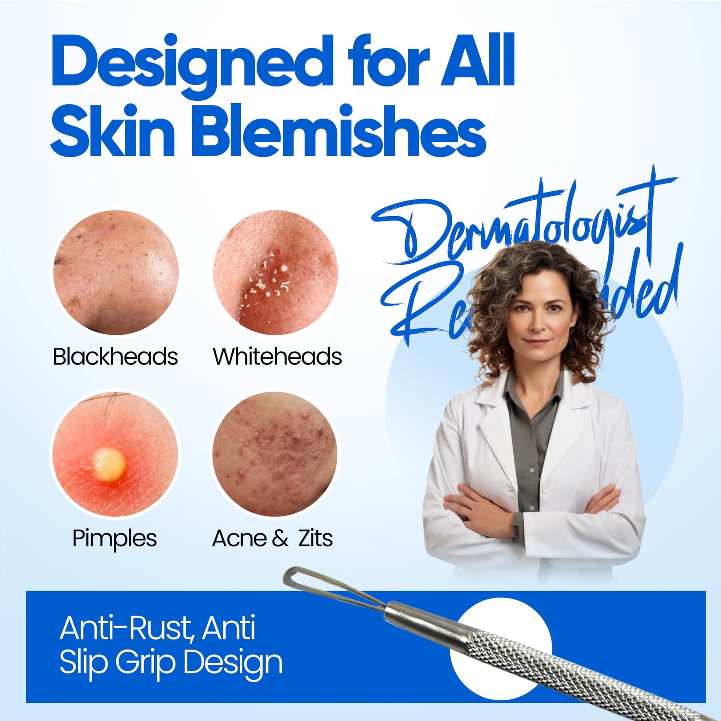 Blackhead Remover Extractor Pimple Popper Tools - Comedone Acne Zit Cleaner Kit for Nose Facial Pore Press Tool for Face Blemish Whitehead Popping