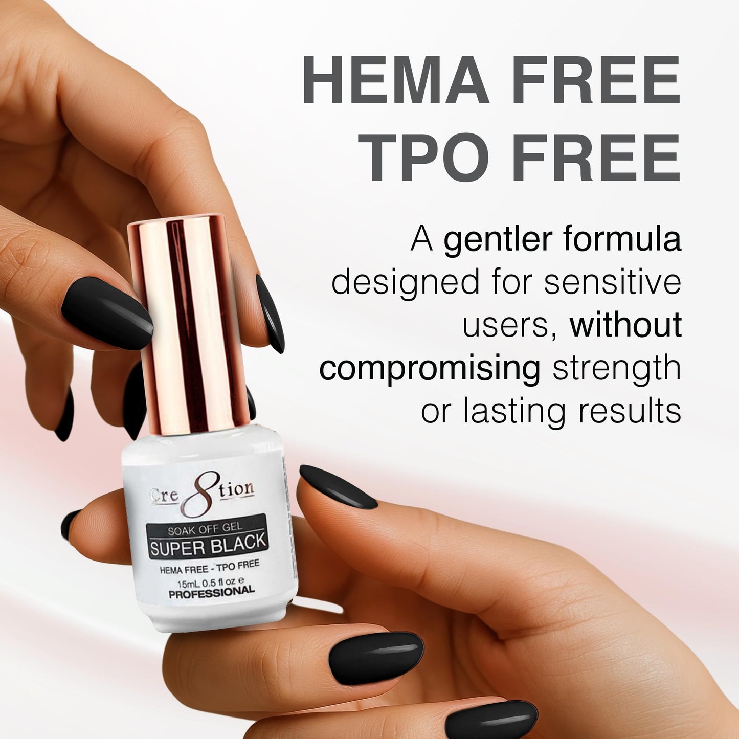 Cre8tion Super Black Soak Off Gel Polish, Ultra Opaque Jet Black for Solid Sets & Nail Art, UV LED Cure, HEMA-Free, TPO-Free, 0.3 oz Beauty & Personal Care Cre8tion