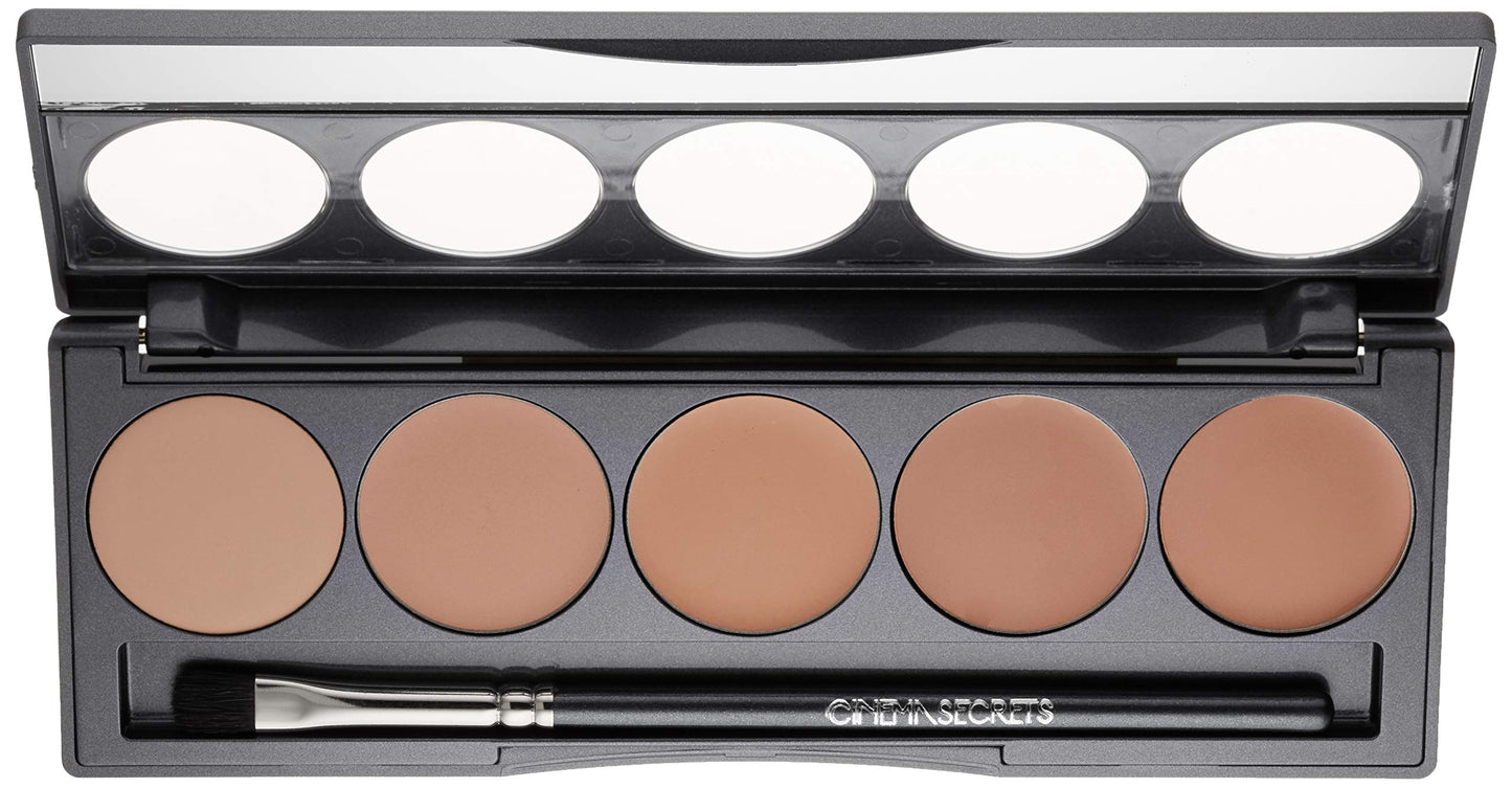 Cinema Secrets Ultimate Foundation 5-in1 Palette - Light-Med Pink-Beige Undertones, 500A series, Buildable Coverage, Long-Wear Matte Finish