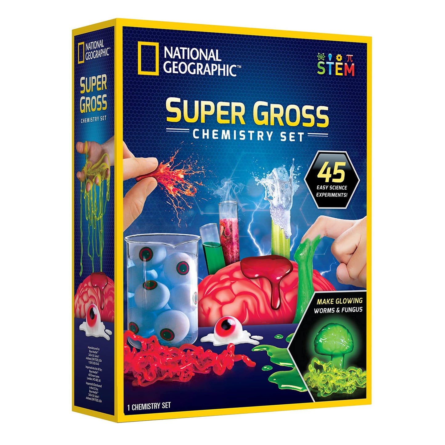 NATIONAL GEOGRAPHIC Gross Science Kit – 45 Experiments, Slime & Brain Dissection, Creepy STEM Toys & Halloween Gifts for Kids 8-12