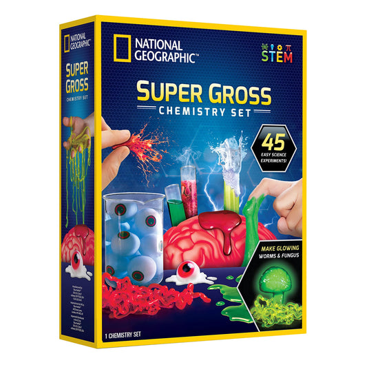 NATIONAL GEOGRAPHIC Gross Science Kit – 45 Experiments, Slime & Brain Dissection, Creepy STEM Toys & Halloween Gifts for Kids 8-12