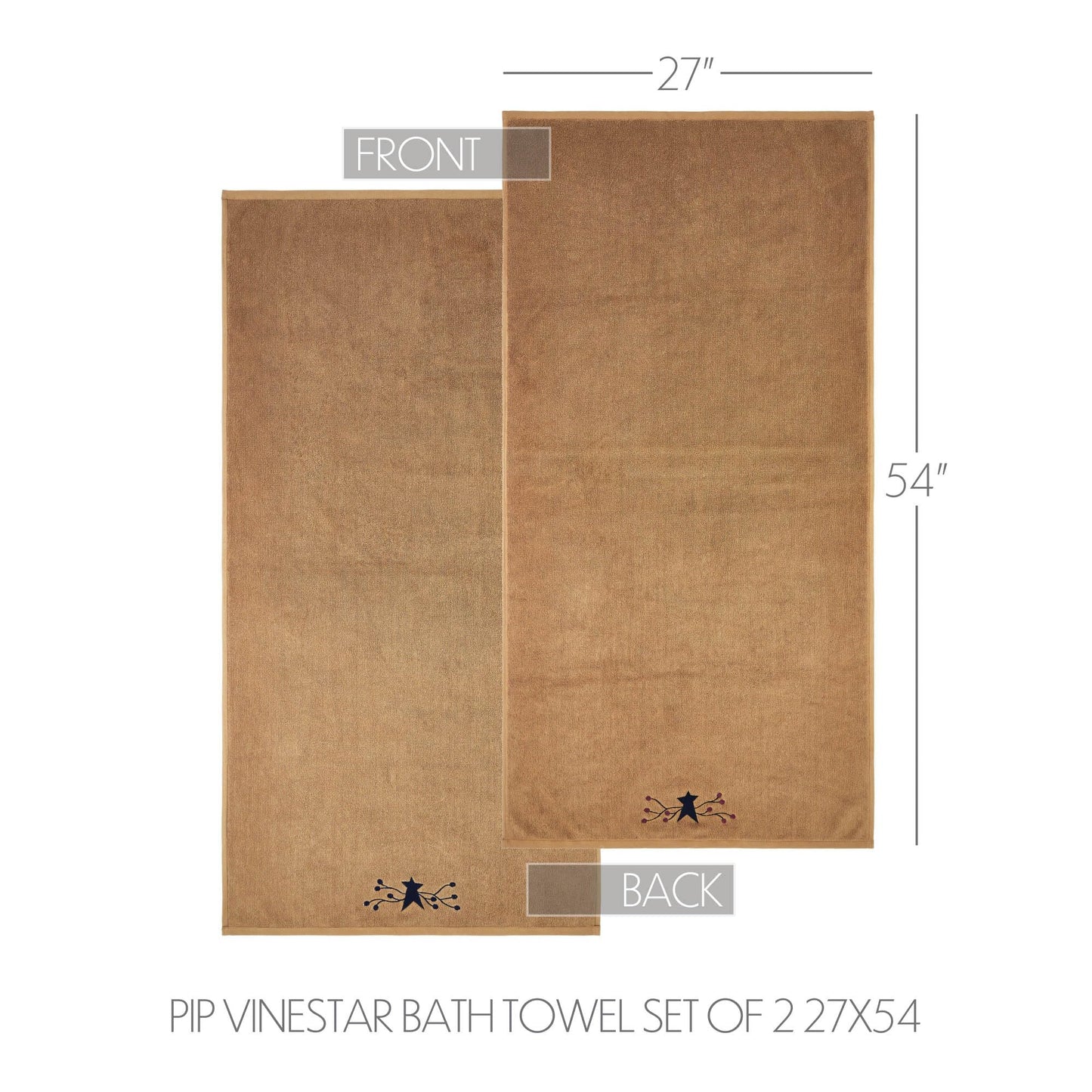 VHC Brands Cotton Hand Towels Set of 2, Bathroom Bath Towel, Embroidered, Bath, Kitchen, Pip Vinestar Collection, Rectangle 27x54, Primitive Star…