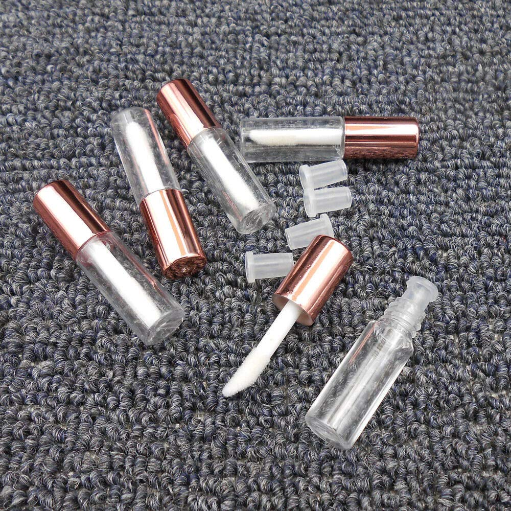 LTKJ 25 Pack 1.2 mL Pretty Empty Lip Gloss Tubes Containers, Clear Mini Refillable Lip Balm Bottles with Rubber Inserts and 3pcs Transfer Pipettes