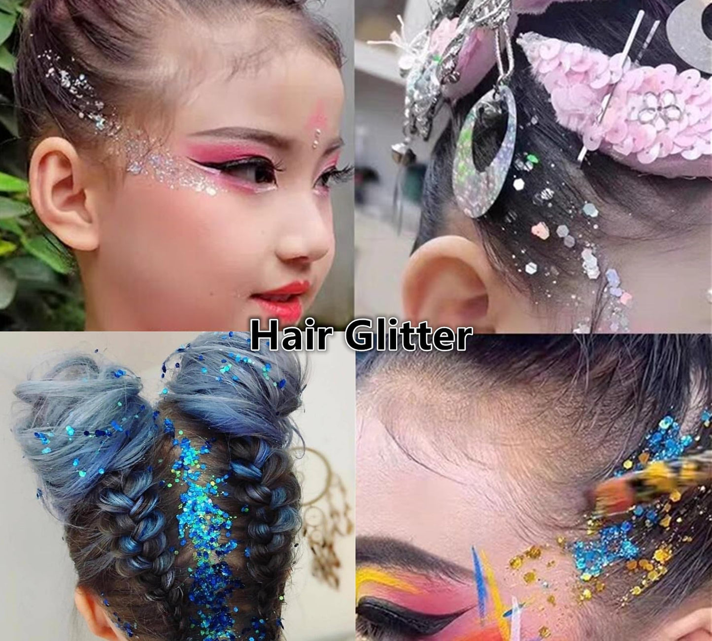 Go Ho Clear Baby Blue Body Glitter,Singer Concerts Face Glitter Makeup,Holographic Chunky Sequins for Eye Lip Hair Nails,Festival Rave Accessories Beauty and Personal Care Go Ho
