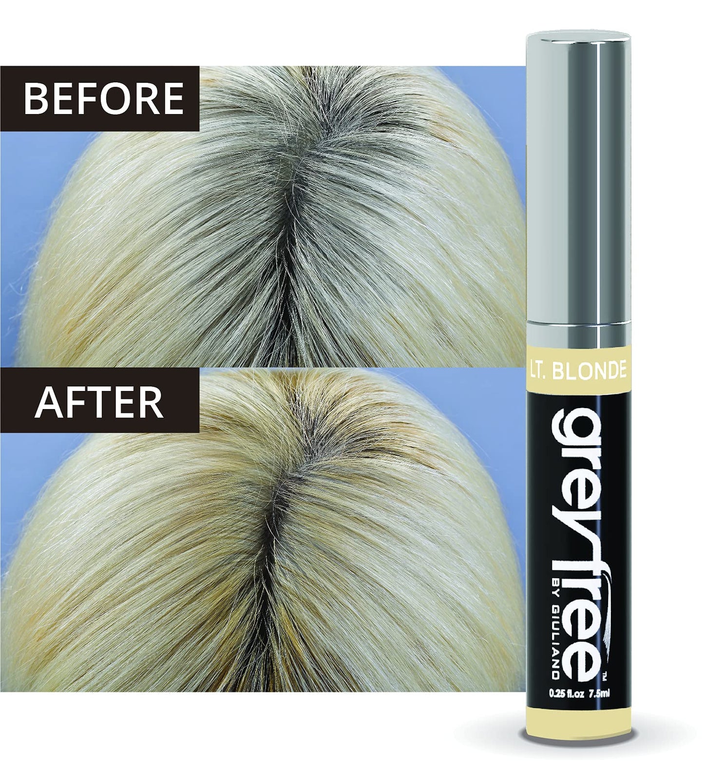 Greyfree Hair Mascara Root Touch-Up for Gray Hair | Precision Hairline Concealer for Brows & Beard | 2 Pack (LIGHT BLONDE)