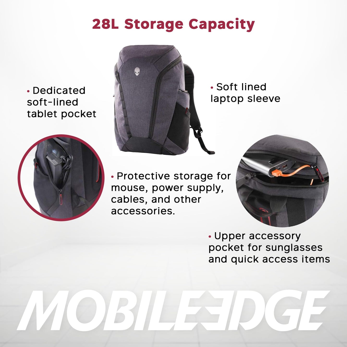 Mobile Edge Elite 28L Backpack, Specifically Designed for Alienware m15 m17 Gaming Laptops 15"/17"