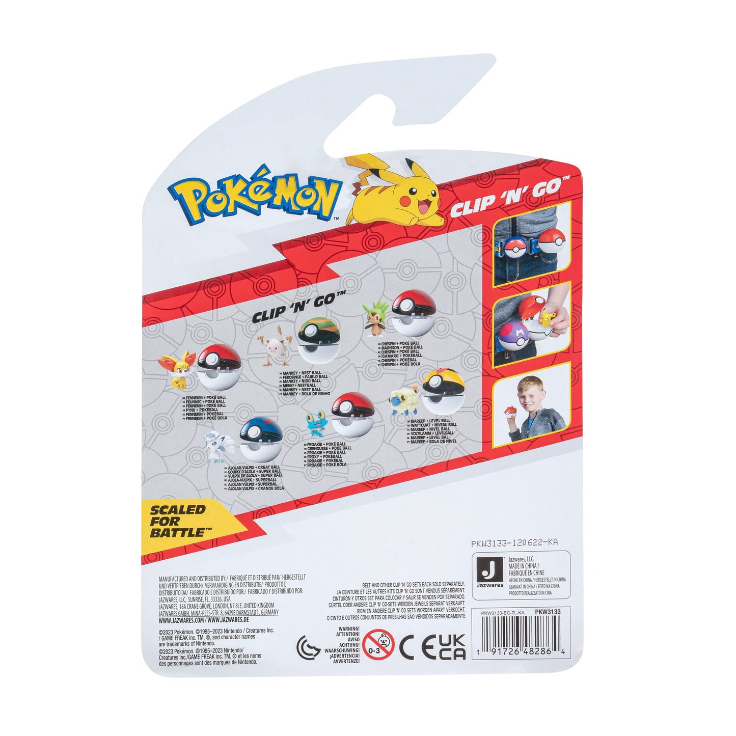 Pokémon PKW3133 - Clip'n'Go Poké Balls - Froxy & Pokéball, Official Pokéball with 5 cm Figure Red Ball