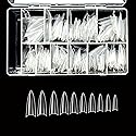 VIVACE Clear Stiletto 500 Acrylic False Fake Gel Nail Tips With Clear Plastic Case 27512 For Nail Salon Nail Shop (Clear Stiletto)