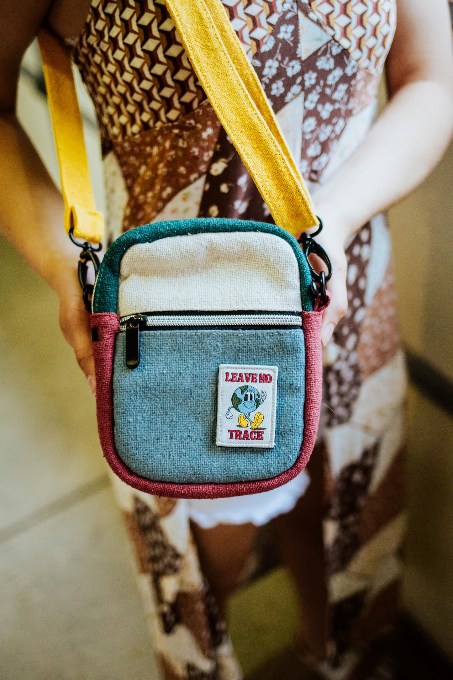 DIME BAGS Crossbody Bag, 100% Nepali Hemp Sling with Zippered Compartments, Adjustable Strap & Interchangeable Patch, Durable for Travel & Daily Use…