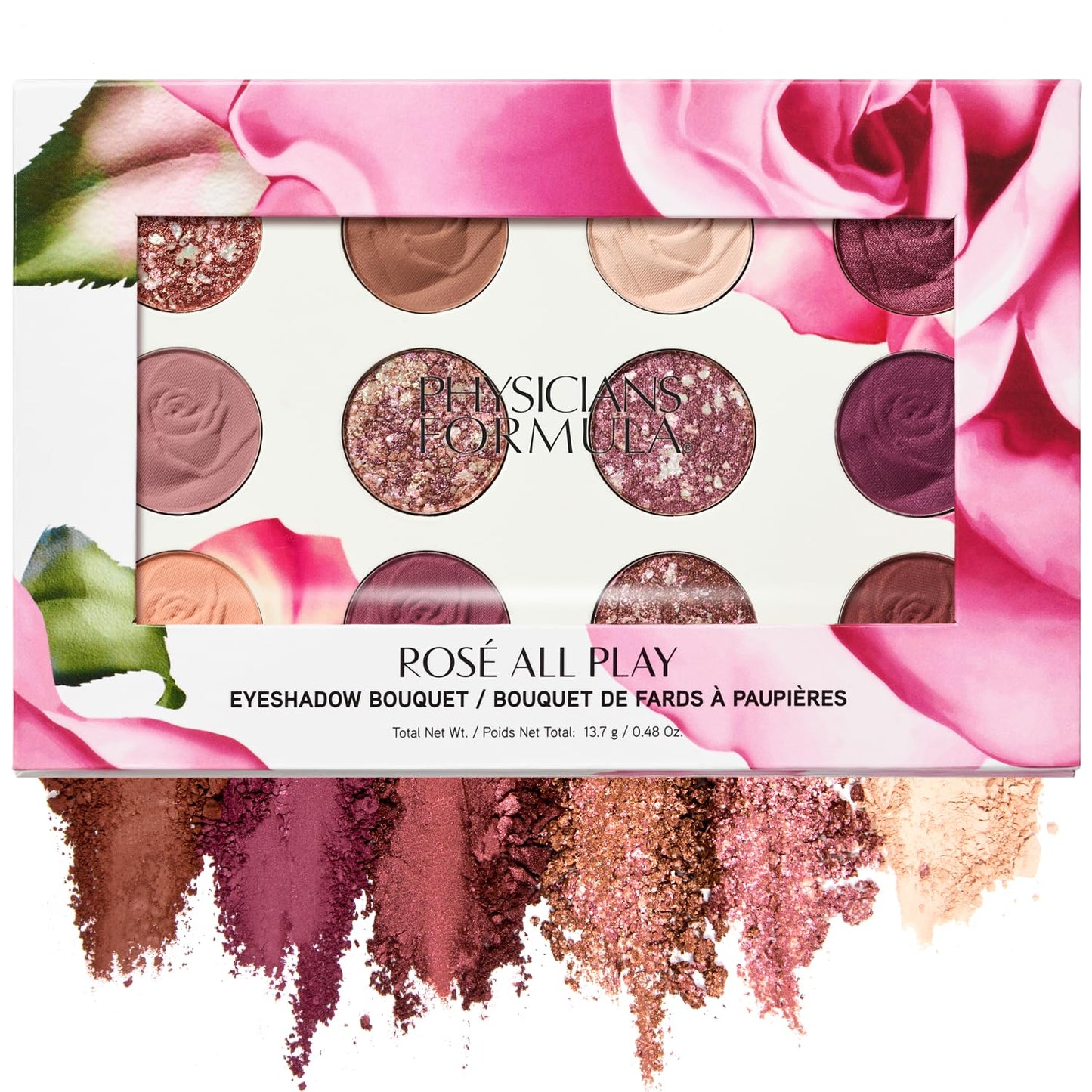 Physicians Formula Eyeshadow Bouquet, 12-Shade Palette with Shimmer, Matte & Satin Finishes, Enriched with Rose Extract - Rose All Play