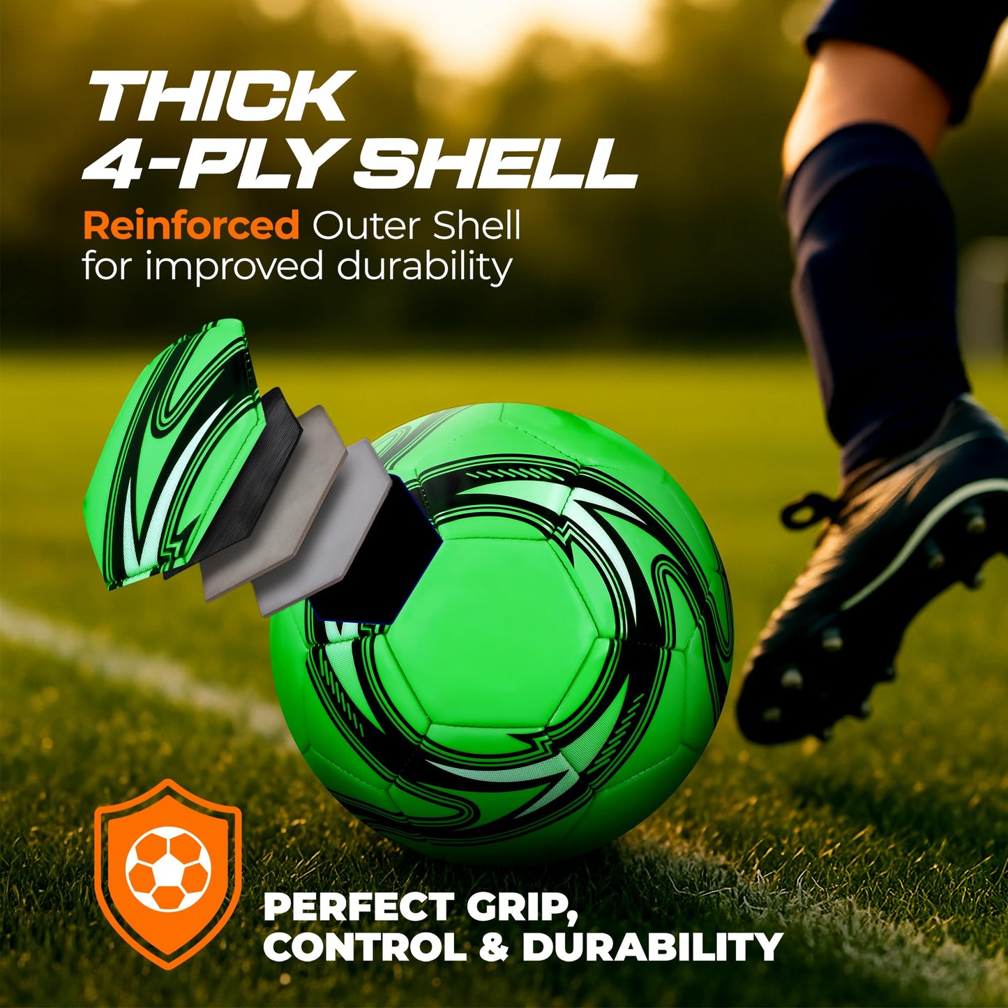 Western Star Soccer Ball Size 4- Official Match Weight - 5 Colors - Youth & Adult Soccer Players - Helix Design - Long-Lasting Construction…