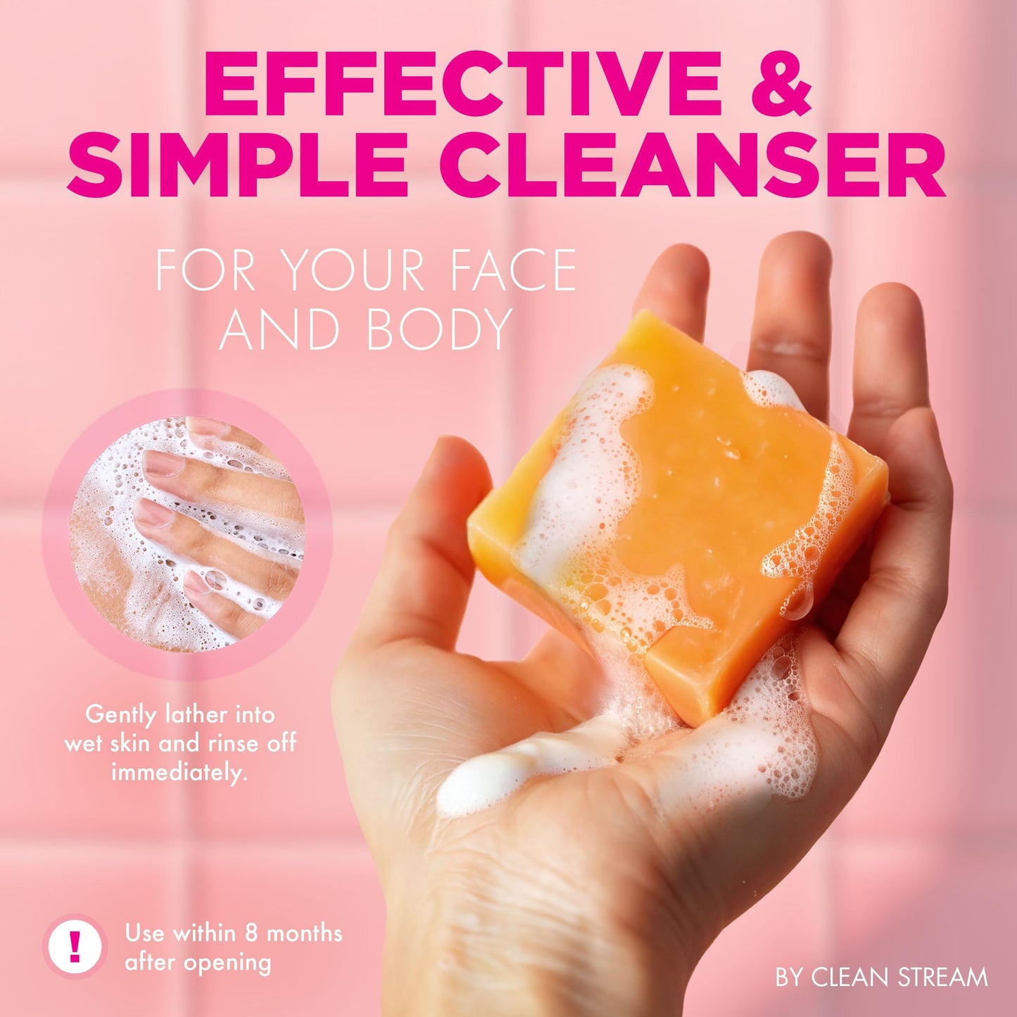 Cleanstream Radiance Soap Bars with Retinol, Vitamin C & Collagen - Gentle Cleanser for Face, Body & Intimate Areas - With Shea Butter, Turmeric