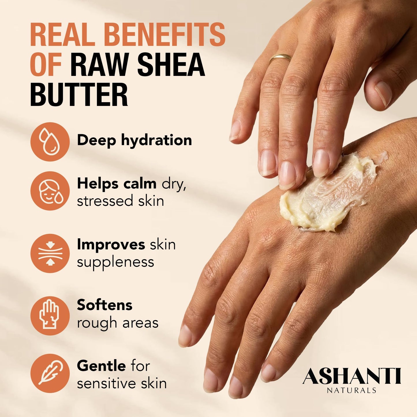 Ashanti Naturals White Raw Shea Butter | Unrefined African Shea Butter | Creamy Moisturizer for Easy Application - 8 oz