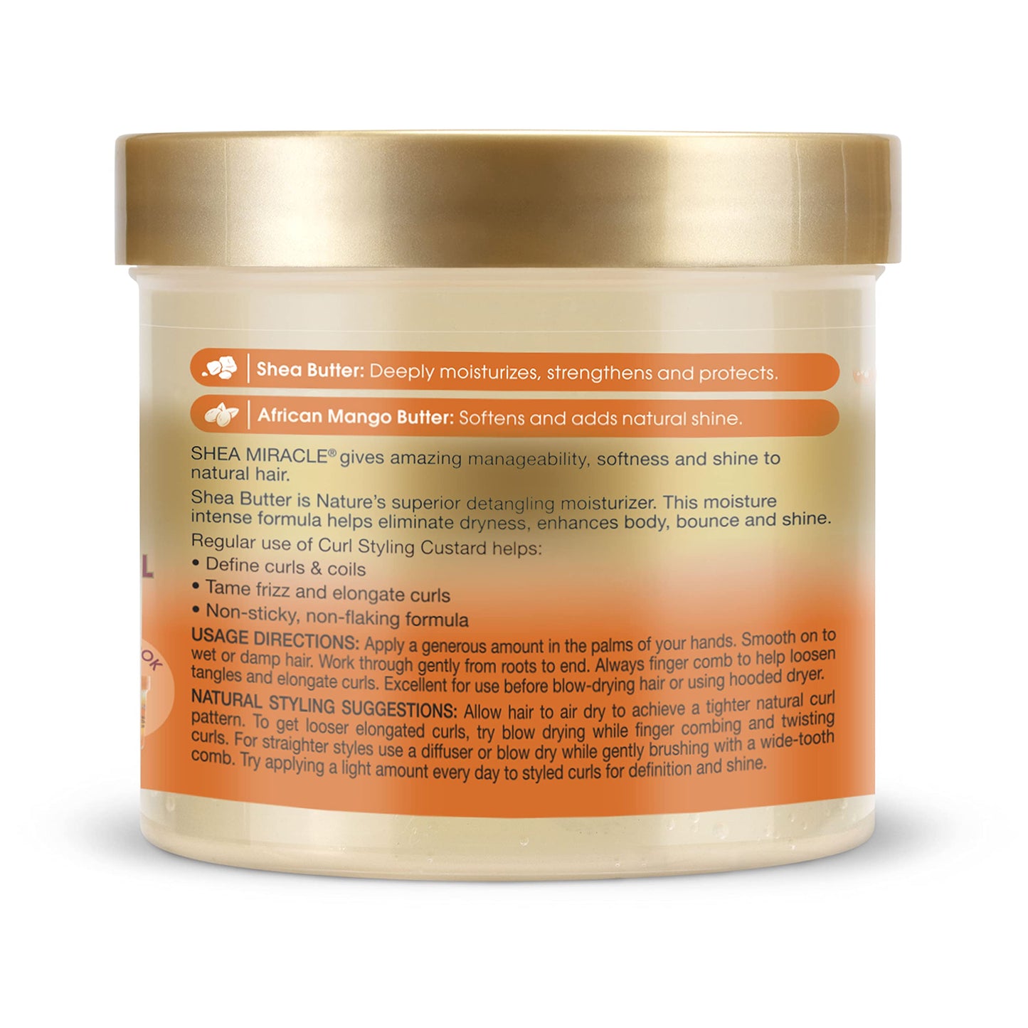 African Pride Shea Miracle Curl Styling Custard - Contains Shea & African Mango Butter to Define Curls & Coils & Tame Hair Frizz, 12 Oz