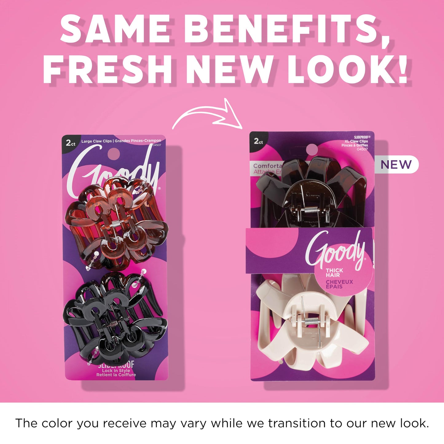 Goody SlideProof Octopus Large Claw Clips, 2 Ct, Neutral Tones, Secure Grip Accessories for Women & Men, Hair Styling Accessories for All Occasions