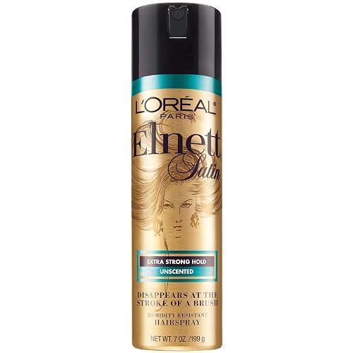 L'Oreal Paris Elnett Hair Care Elnett Satin Extra Strong Hold Hairspray - Unscented, Long Lasting + Humidity Resistant, Hair Styling Spray, 7 Oz