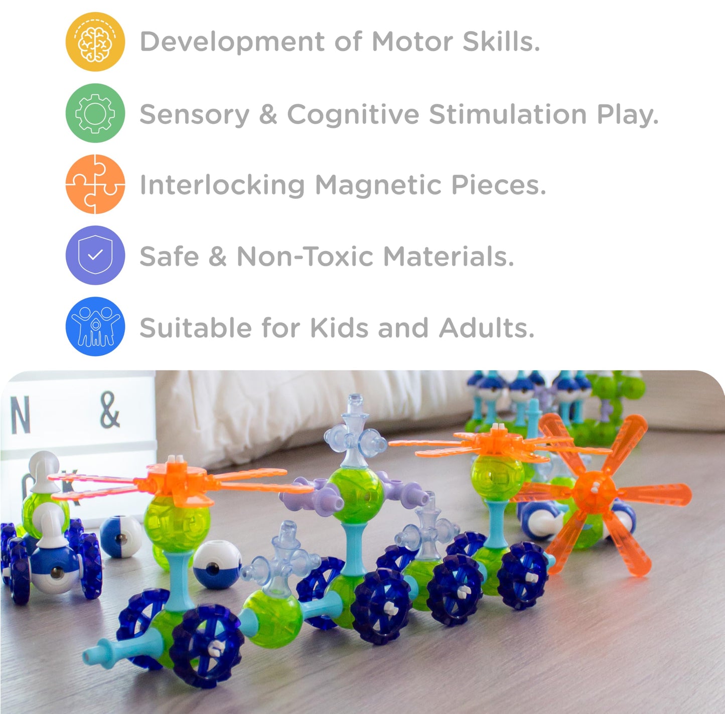 KUB Planet - Magnetic Building Set for Kids, STEM Educational Toys for 3+ Year Old Boys and Girls, Space Planet Blocks