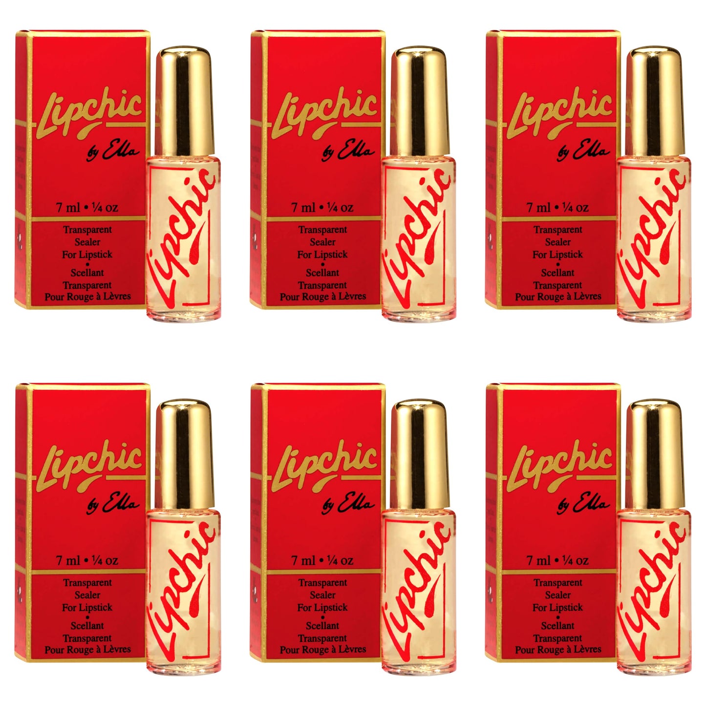 Ella International Lip Chic - 6-Pack All-Day Lipstick Sealer, Smudge-Proof & Long-Lasting, 0.25 oz Each