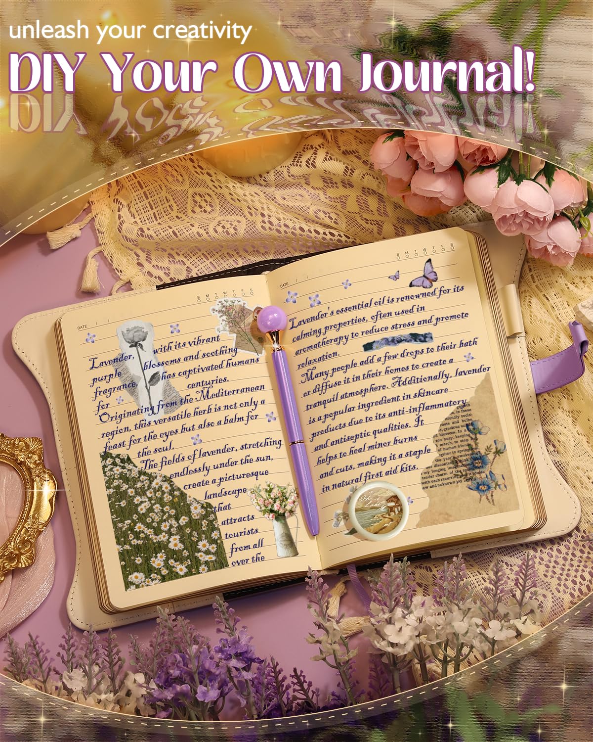 hi! SCI Girls Diary with Lock & Keys – 360 Page Journal with Pen, Cute Lavender Purple Set, Gift for Teen Girls Ages 8–14