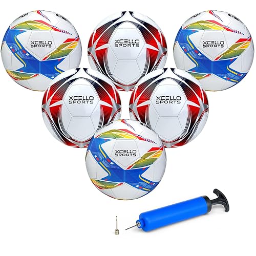Xcello Sports Soccer Ball Size 3 Assorted Graphics with Pump (Pack of 6)