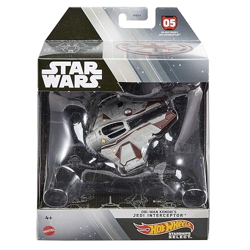 Hot Wheels Star Wars Starships Select Premium Diecast OBI-Wan Kenobi's Jedi Interceptor