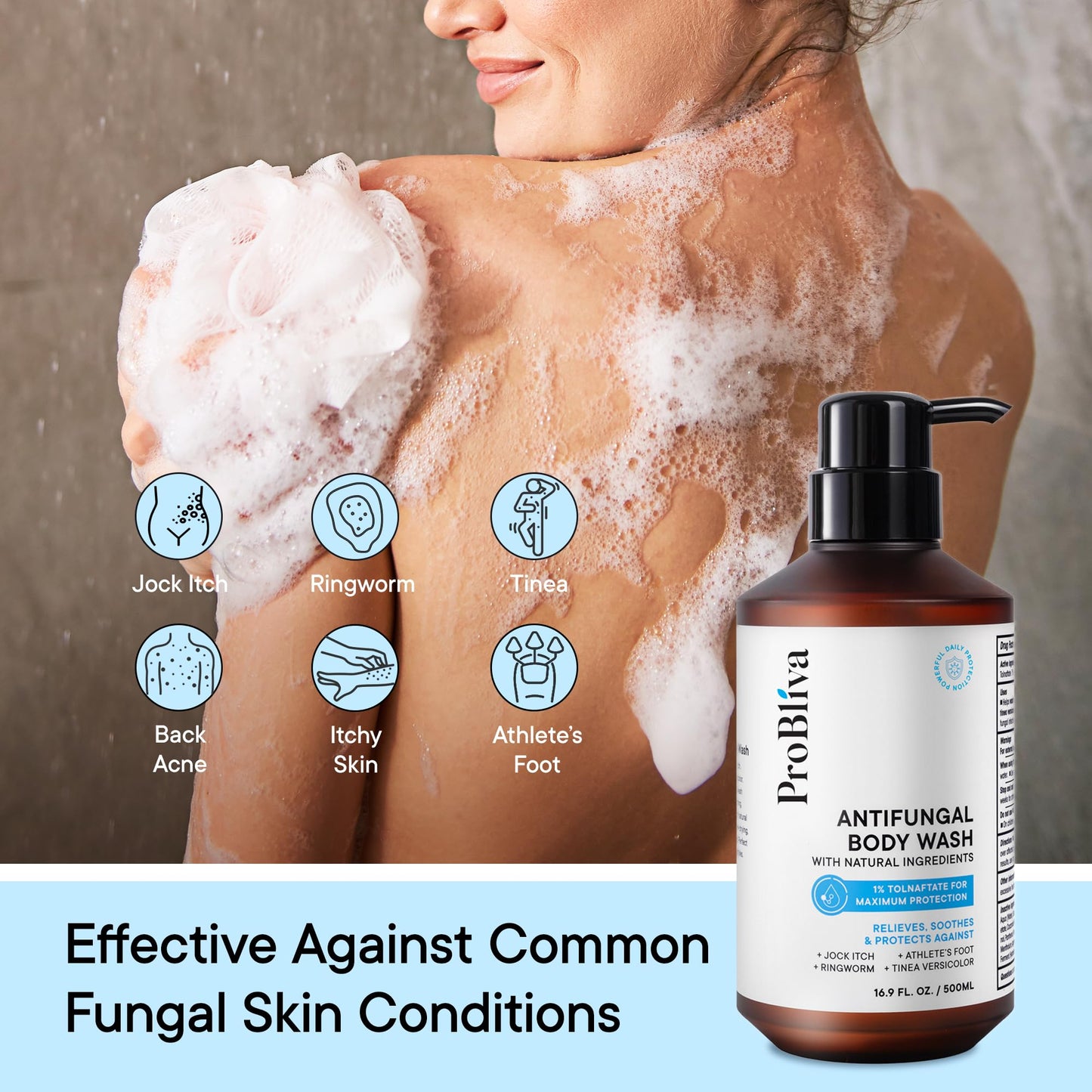 Antifungal Body Wash Treatment Soap - Antibacterial Wash for Jock Itch, Ringworm, Back Acne, Tinea & Foot Odor - Medicated Skin Relief Cleanser Gel Beauty and Personal Care ProBliva