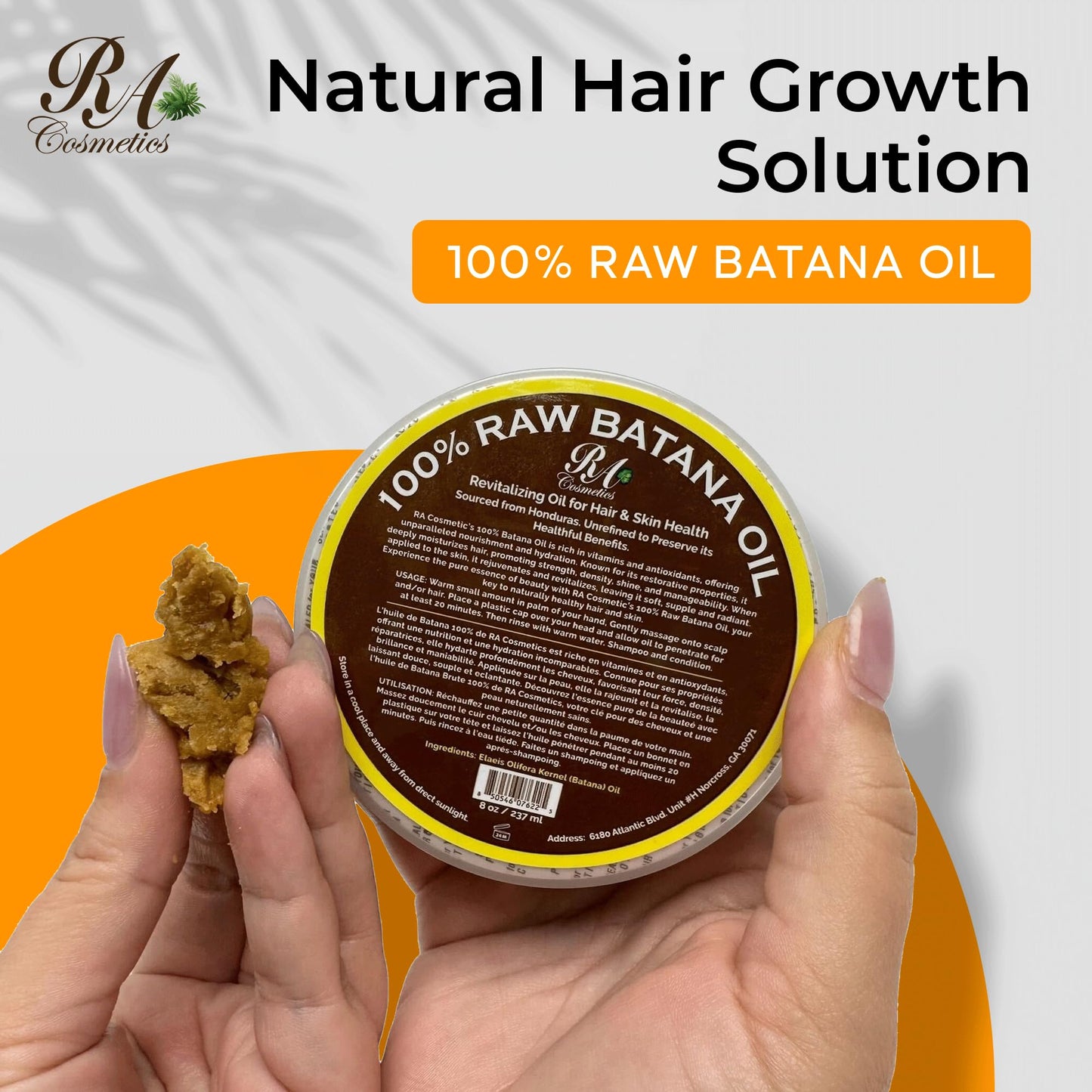 RA COSMETICS 100% Natural Unrefined Batana Hair Oil for Healthy Hair, 16 oz | Dr Sebi Batana Oil Hair Moisturizer for Damaged Hair Repair