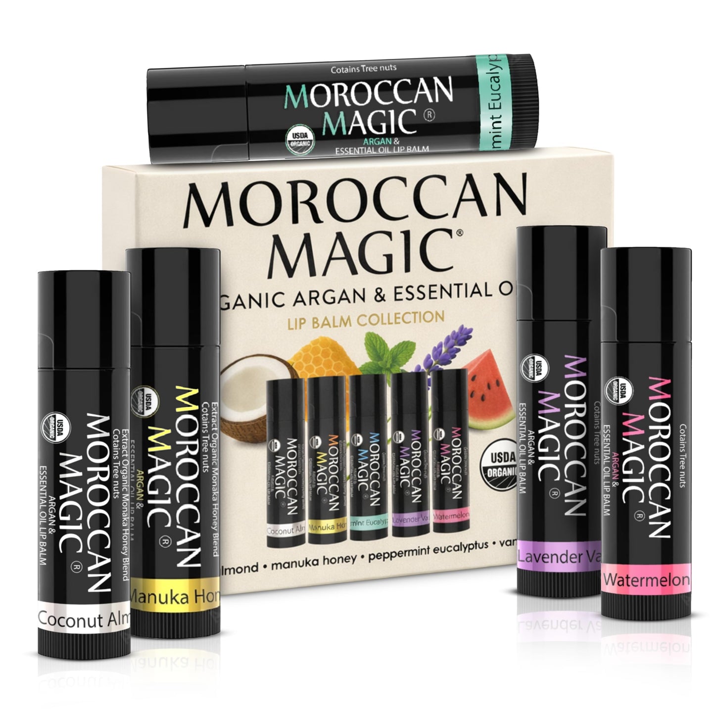 Moroccan Magic Men M3 Organic Peppermint Lip Balm 3 Pack | Ultra-Hydrating & Moisturizing | Natural Mint Lip Repair for Dry Lips | Non-Toxic | Organic Beauty and Personal Care Moroccan Magic Default Title