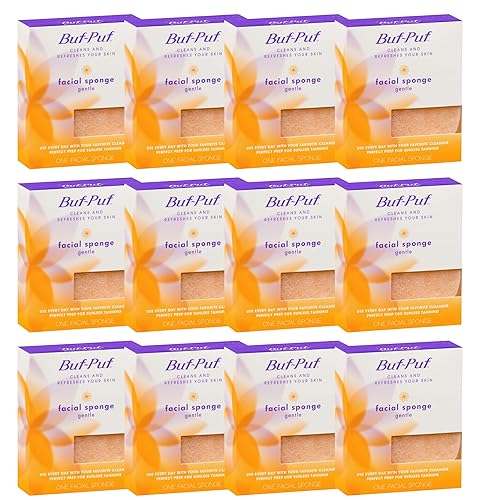 Buf-Puf Gentle Facial Sponge, Dermatologist Developed, Removes Deep Down Dirt & Makeup That Causes Breakouts and Blackheads, Reusable, Exfoliating, 12