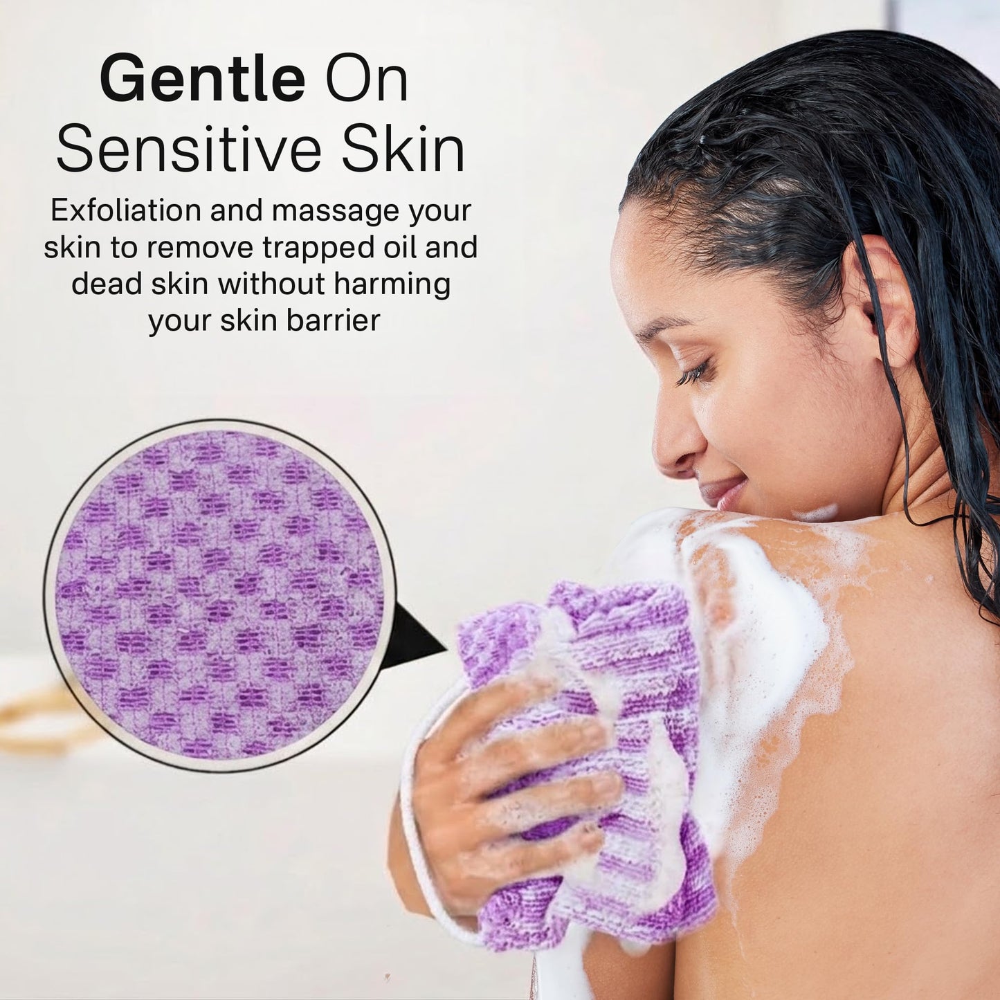 Yiclick Dual-Textured Exfoliating Washcloth Towel - Back Scrubber for Use in Shower Bath, Exfoliating Body Scrubber Exfoliator, Japanese Exfoliate Beauty and Personal Care Yiclick
