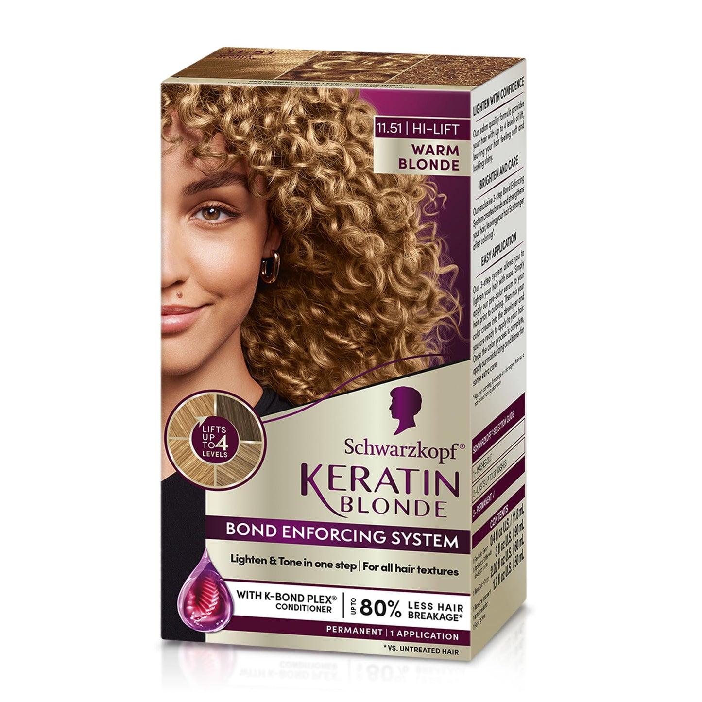 Schwarzkopf Keratin Blonde Hair Dye, 11.51 High Lift Warm Blonde, Professional Quality Permanent Hair Color, Bond Enforcing System, Pre-Color Serum